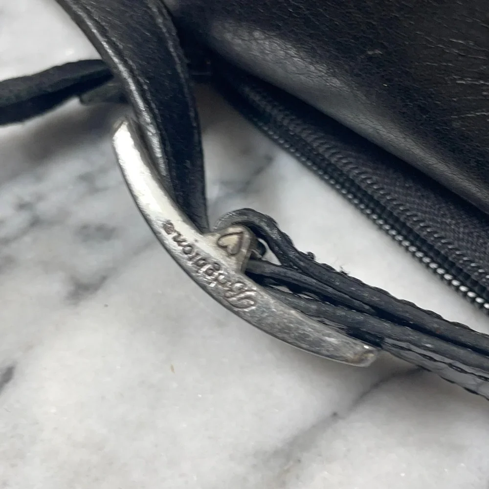 VTG Brighton Shoulder Bag Black Leather Croc Pockets Adjustable Retro Purse Y2K - Picture 13 of 16